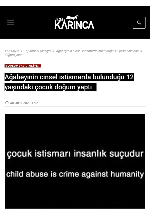 10. Diyarbakır’da abisi tarafından tecavüz edilen 12 yaşındaki kız çocuğu gebe kaldı. Çocuk doğum yapmak zorunda kaldı. DNA örneği alınan ağabeyin, fail ve bebeğin babası olduğu kanıtlandı.