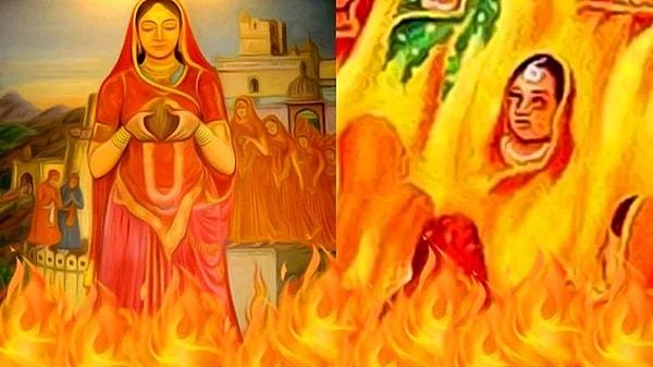 13 bin kadın, Prenses Karnavati'nin peşinden kendini yaktı.