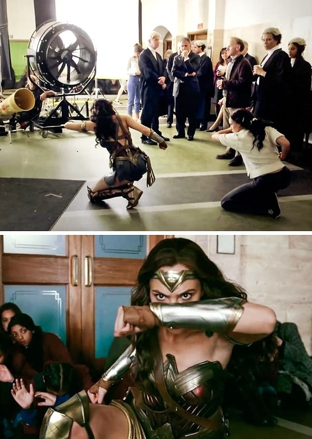 1. Justice League filmi için bir aksiyon sahnesi çeken Wonder Woman rolündeki Gal Gadot.