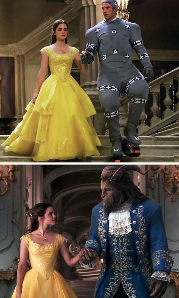 4. Beauty and the Beast filmine özel efektler eklenmeden önce ve eklendikten sonra.