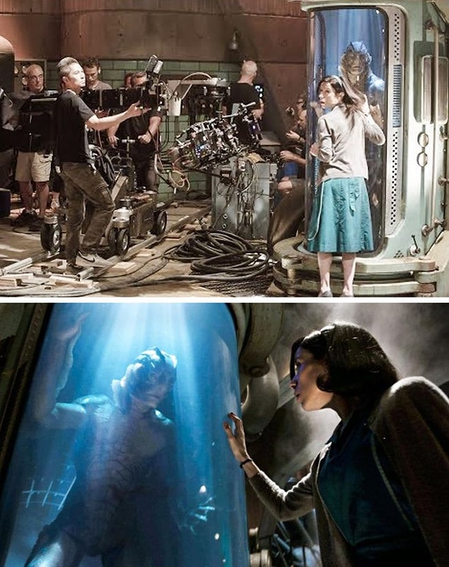 15. Filmin en güzel sahnelerinden birini çeken The Shape of Water ekibi.