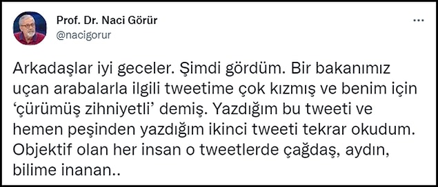 Prof. Dr. Görür, Varank'a Twitter'dan yanıt verdi 👇