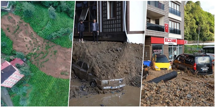 Rize’de Sel ve Heyelan Afetinin Ardından Ortaya Çıkan Hasarın Korkutucu Görüntüleri