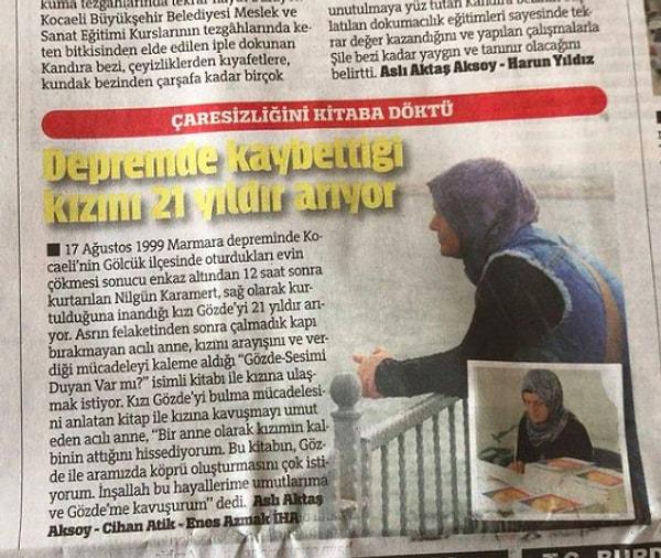 21 yıldır kayıp kızı Gözde’yi arayan Nurgül Karamert, kendisinin fotoğrafına yorum yapmış.