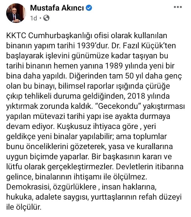 'Demokrasisi, özgürlüklere , insan haklarına, hukuka, adalete saygısı, yurttaşlarının refah düzeyi ile ölçülür'