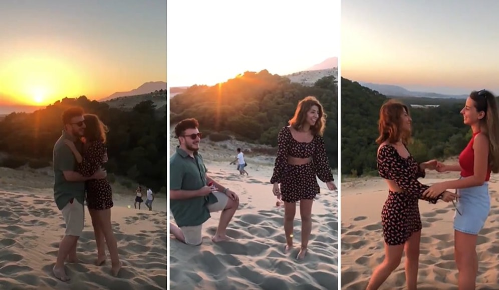 Evlenme Teklifi Alacağı Sırada Tanıdık Birini Gören Kadının Viral Olan Görüntüleri