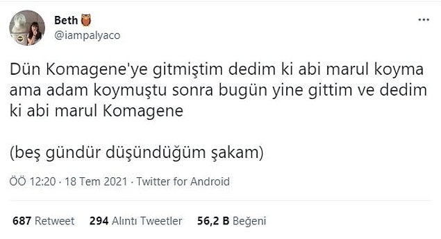 1. Bu şakaya %50 indirim vermeliydi.