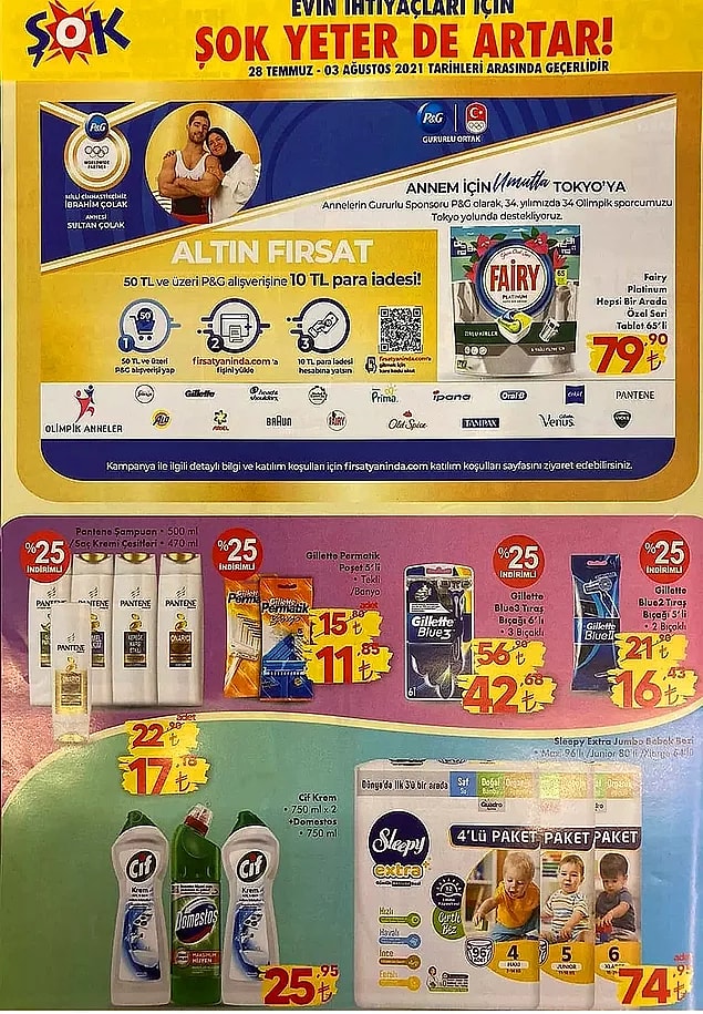 50 TL ve üzeri P&G ürünü alışverişlerinizde 10 TL iade fırsatı var.