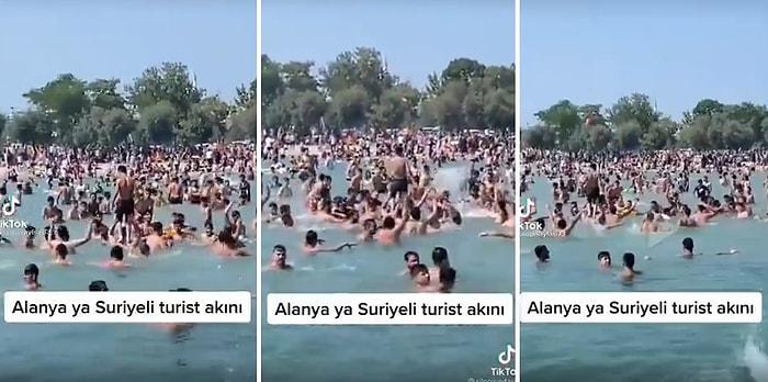'Allah'u Ekber' Diyerek Alanya'da Denize Giren Suriyeliler