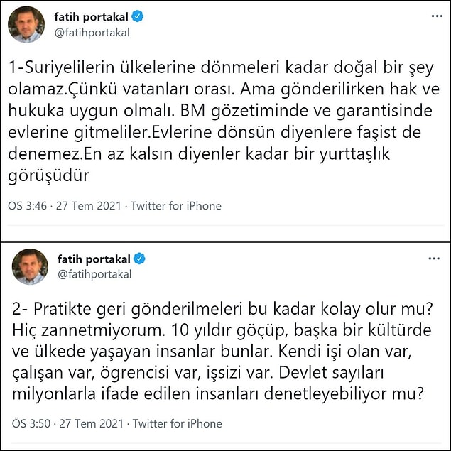 Fatih Portakal ise bu konu hakkında uzun bir Tweet dizisi hazırlamış.