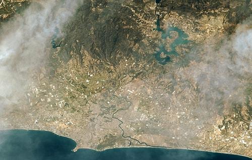 Marmaris ve Manavgat’taki Yangınlar Uzaydan Görüntülendi