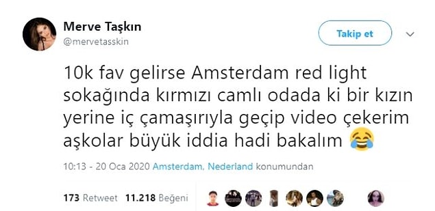 Geçtiğimiz yıl Amsterdam'daki seks müzesine giden Merve Taşkın, takipçilerine 10 bin paylaşım gelirse çeşitli fotoğraflar paylaşacağını söylemişti.
