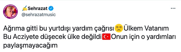 Herkes #HelpTurkey hashtagiyle çıkan orman yangınlarıyla ilgili tüm dünyadan yardım isterken ünlü sanatçı Şehrazat şöyle bir şey yazıp 'ağrına gittiğini' söyledi.