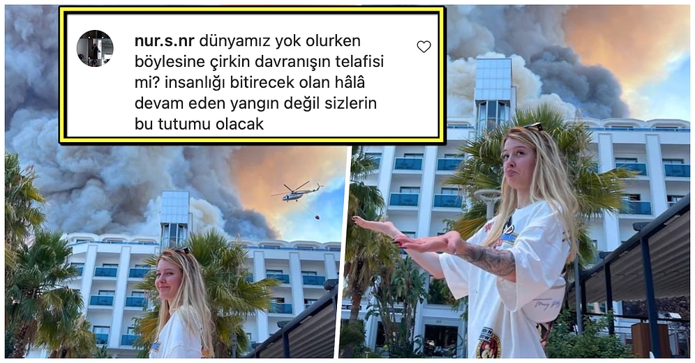 Marmaris'teki Yangının Önünde Alevlerle Dalga Geçerek Doğum Gününü Kutlayan Rus Şarkıcı Gündemin Odağında