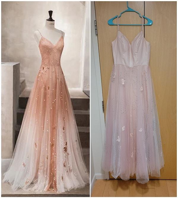 14. "Soldaki elbiseyi sipariş etmiştim ama bir ay gecikmeli olarak soldaki geldi."