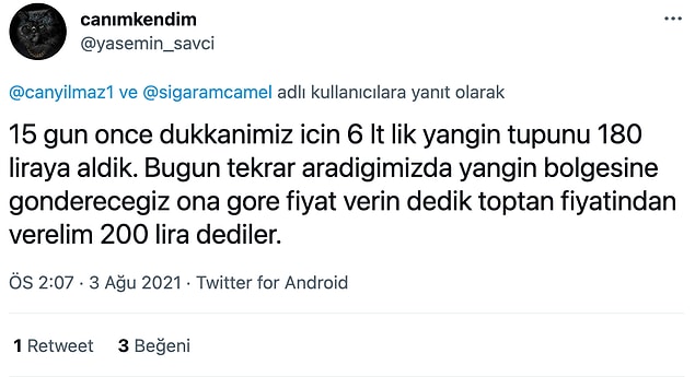 Yangın tüpleri, ısıya dayanıklı battaniyeler, diğer ekipmanlar... Hepsi bir haftada neredeyse %100 artmış durumda.
