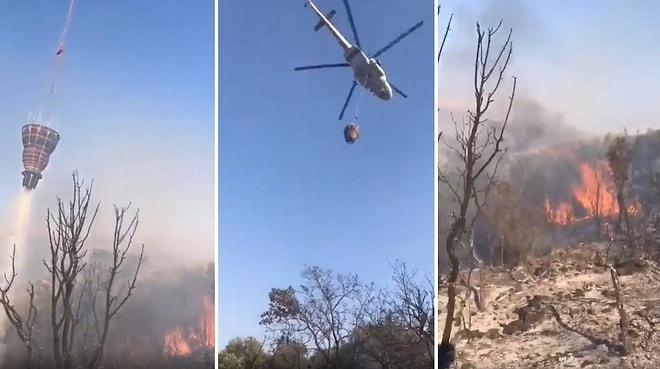 Yangına Müdahale Eden Helikopterden Yeterli Su Dökülmeyince Tepkisini Küfür Ederek Gösteren Vatandaş