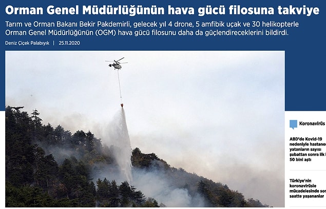 8. 2020'nin sonlarına doğru yangın söndürme filosuna yapılan takviyelerle alakalı haberler de mevcut.