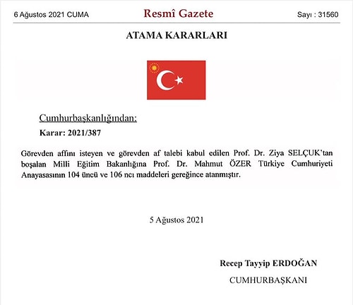 Ve Ziya Selçuk Ulusal Eğitim Bakanlığından Ayrıldı! İşte Yerine Getirilen İsim