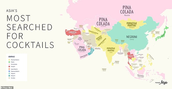 Карта предпочтений в Азии: