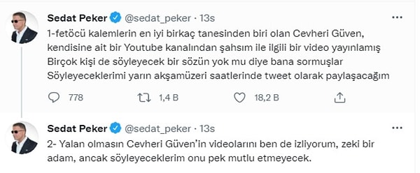 'Söyleyeceklerimi bugün tweet olarak paylaşacağım'