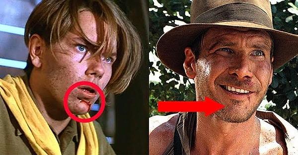 46. 'Indiana Jones and the Last Crusade' filminde Indiana Jones'un çenesi bir kamçı ile yarılır. En son çıkan filmde, Indiana'nın yüzünde bu yarığın izini görüyoruz.