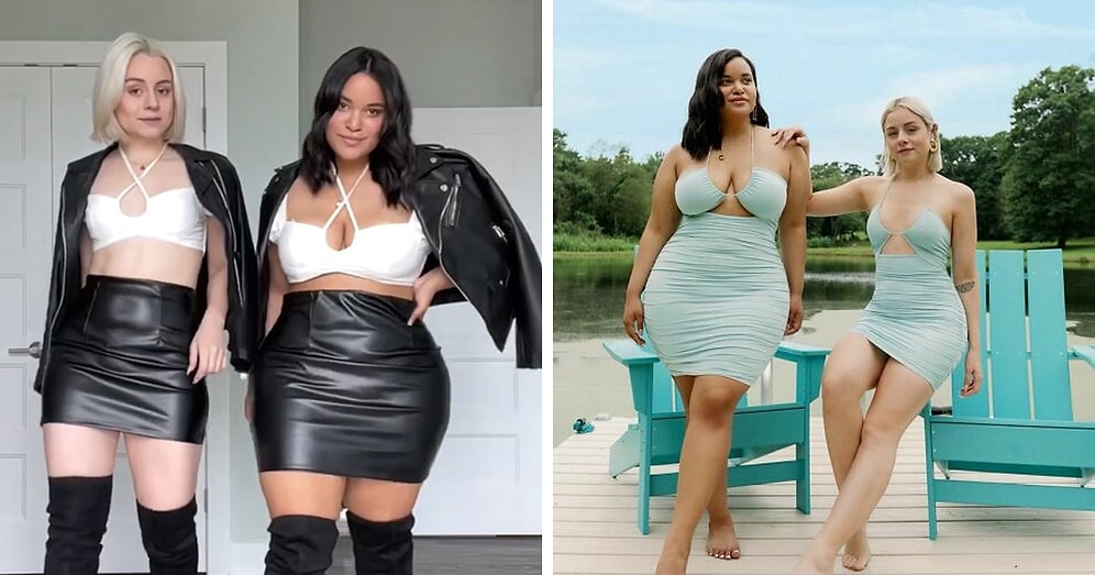 Две подруги показывают, как выглядят одинаковые вещи на разных типах телосложения (20 новых фото)
