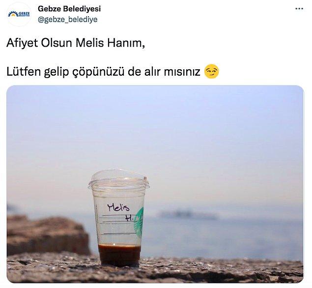 Belediyeler de artık bu insanlardan bıkmış durumda. Mesela Gebze Belediyesi kahve bardağını sahilde bırakan Melis isimli vatandaşla ilgili yaptığı bu paylaşımla isyan etti.