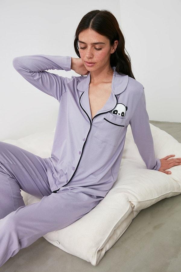 16. Şirin mi şirin lila pijama takımı! 😍