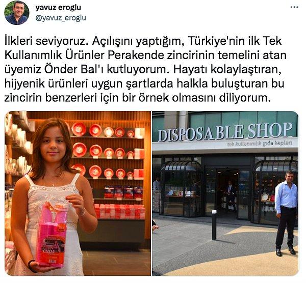 Böylesine topyekün bir mücadele varken Twitter'dan PAGEV Başkanı Yavuz Eroğlu, "Türkiye'nin İlk Tek Kullanımlık Ürünler" perakende zincirinin temelini atan Önder Bal'ı kutladığı bir paylaşım yaptı.
