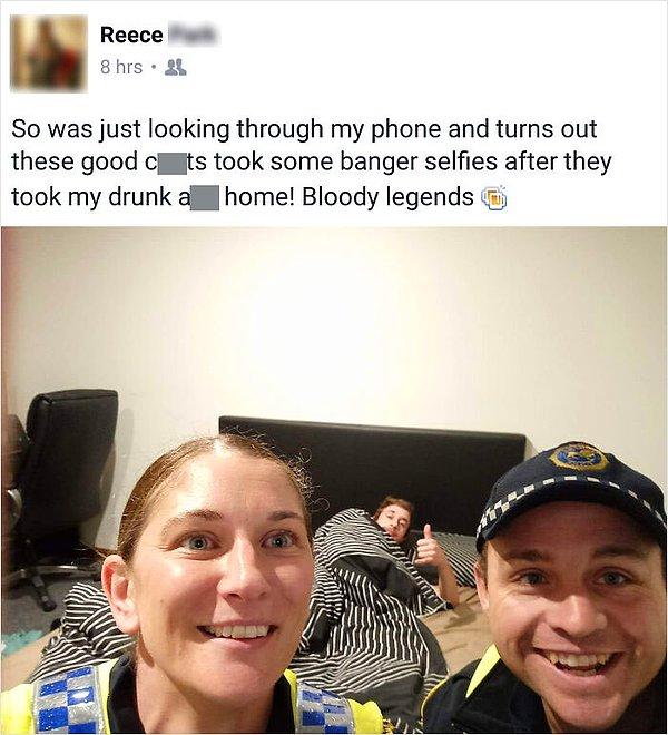 4. "Alkollü geçen bir gecenin ardından, arkadaşım telefonunda bu harika selfie'yi buldu!"