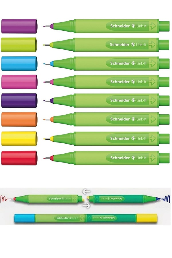 4. Tam 8 renkten oluşan bu keçe uçlu kalemler arka kısımlarından birleştirilip tek kalem haline getirilebiliyor.
