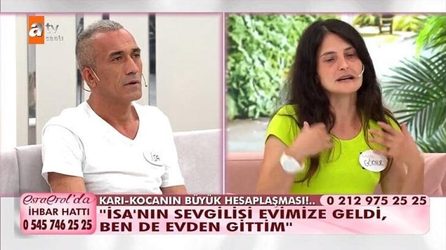 Bugüne kadar 6 kez evden kaçtığını söyleyen Göknur Hanım, eşi İsa'nın eve sevgilisini getirdiğini kadının kendisine "İsa benim sevgilim onunla ayrılacaksın" dediğini bu yüzden de önce Hüseyin, sonra da Yunus isimli kişilere kaçtığını söyledi.