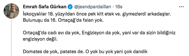 Tarihçi Emrah Safa Gürkan'ın Twitter hesabından İskoçyalılarla ilgili attığı bu tweetle yeniden alevlendi bu konu.