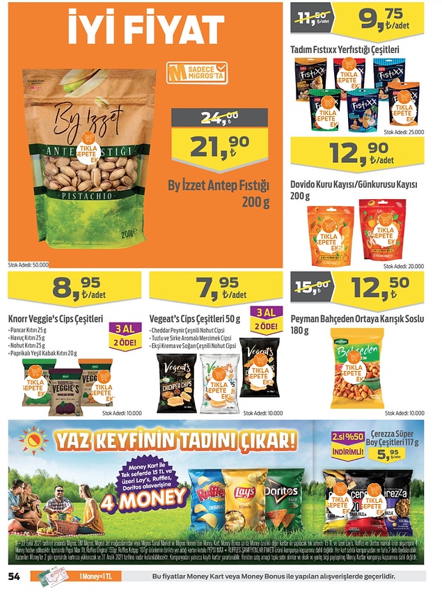 36. Knorr Veggie's cips çeşitlerinde 3 al 2 öde kampanyası var.