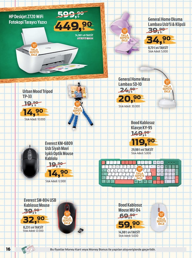 70. General Home Okuma Lambası Usb'li & Klipsli 34,90 TL.