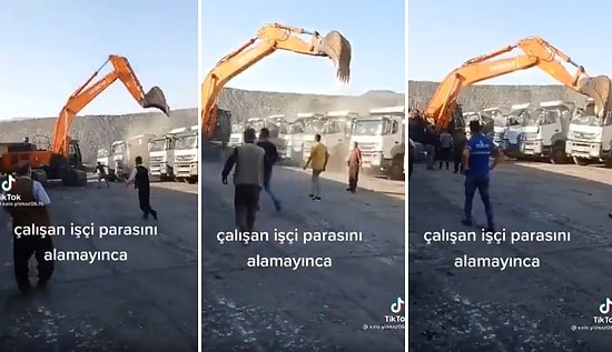 Çalıştığı İşyerinden Parasını Alamadığı İddia Edilen Kişi İş Makinesi ile Hafriyat Kamyonlarını Parçaladı