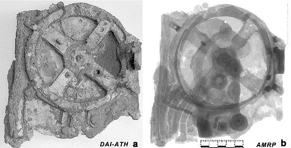 5. Yaklaşık 2 bin yıllık, dünyanın en eski analog bilgisayarı olma özelliği taşıyan Antikythera düzeneğinin içerisinde yer alan dişlilerin de görülebildiği bir X-ray çekimi: