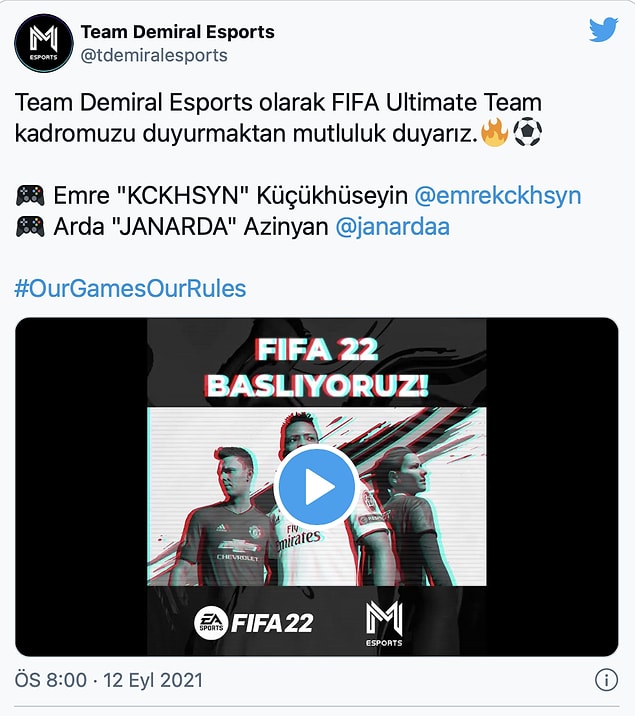 Team Demiral Esports, FIFA arenasına adım atıyor.