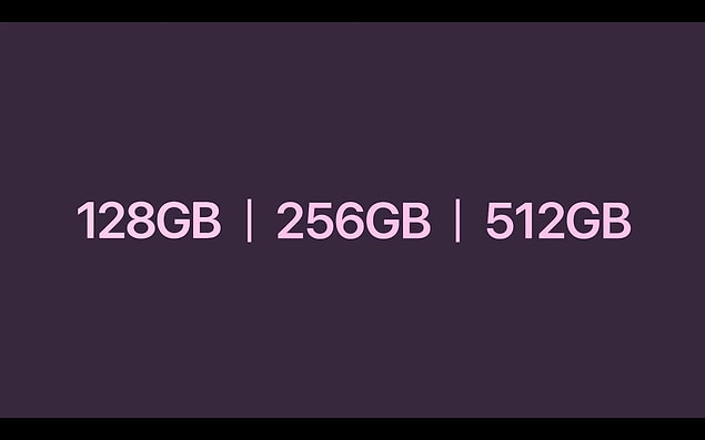 iPhone 13 128, 256 ve 512 GB saklama alanı seçenekleriyle geliyor.