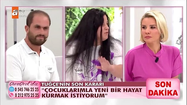 Geçtiğimiz günlerde, evden kaçan eşini bulmak isteyen Vedat Türkoğlu eşi Tuğçe Türkoğlu için Esra Erol'a başvurdu.