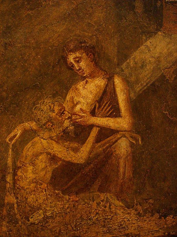 Kültürde ismi "Roma Hayırseverliği" ile anılan böylesine bir olayın da resimleri ardı sıra yapılır tabii ki. Bilinen en eski resme ise Pompei'nin duvarlarındaki bir freskte rastlanır.