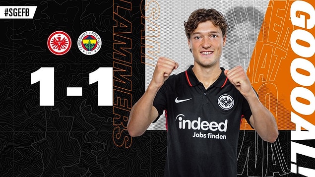 Eintracht Frankfurt, 40. dakikada Lammers'in attığı golle skoru 1-1'e getirdi.