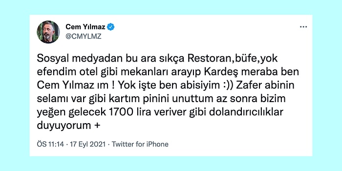 Cem Yılmaz Kendisinin Adını Verip Para İsteyen Dolandırıcılar Konusunda Takipçilerini Uyardı