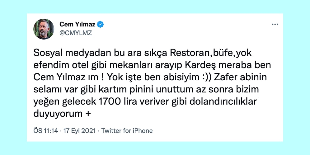 Cem Yılmaz Kendisinin Adını Verip Para İsteyen Dolandırıcılar Konusunda Takipçilerini Uyardı