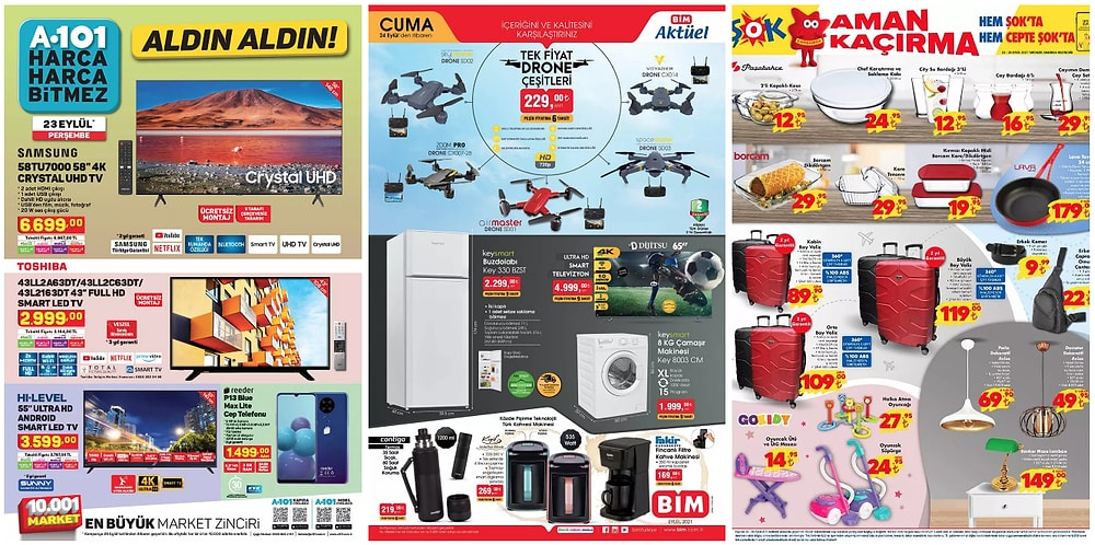 İndirim Günleri Başlıyor: 20 - 26 Eylül Haftasında A101, BİM ve ŞOK Aktüel Ürünler Listesinde Neler Var?