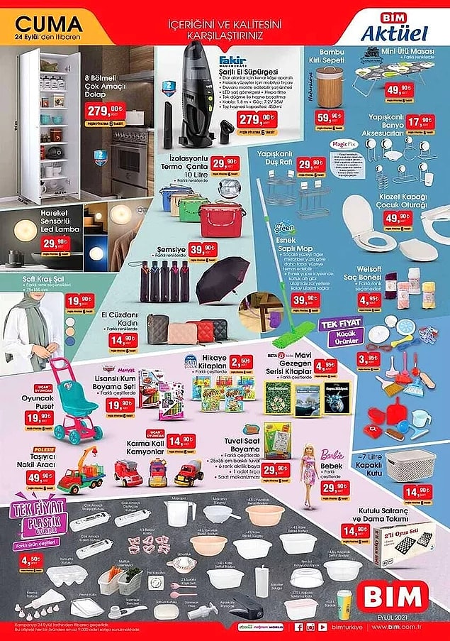 Plastik ürünlerde tek fiyat kampanyası var. Her biri 4,50 TL.