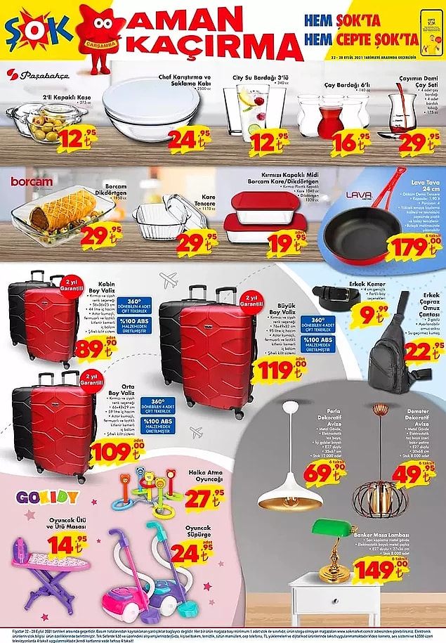 Kabin Boy Valiz 89,90 TL. Orta Boy Valiz 109 TL. Büyük Boy Valiz 119 TL.