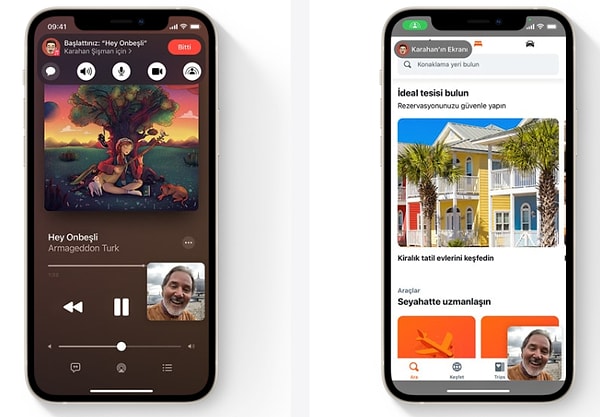 Bonus: Henüz güncellemede olmasa da ileri zamanlarda çıkması planlanan bir diğer özellik 'SharePlay'. Bu özellik sayesinde arkadaşlarınızla ekran paylaşarak beraber film izleyebilecek ve müzik dinleyebileceksiniz.