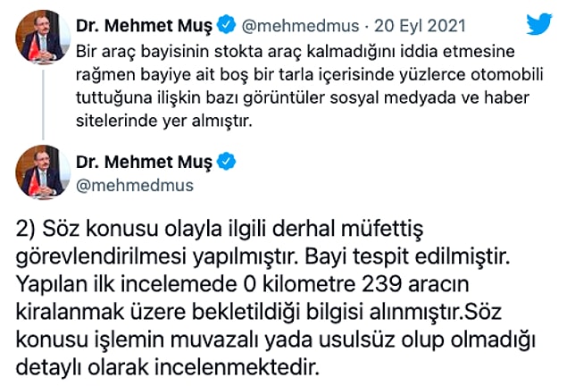 Bakan Muş'tan otomobil stokçuluğu iddialarına yönelik açıklama